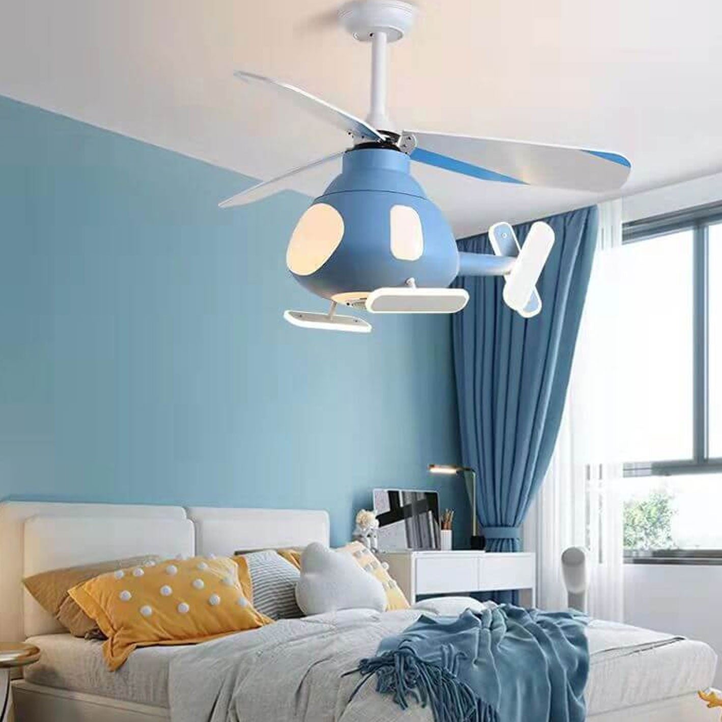 Lumendat Cartoon Creative Aircraft Design LED Downrods Ceiling Fan Light Lumendat