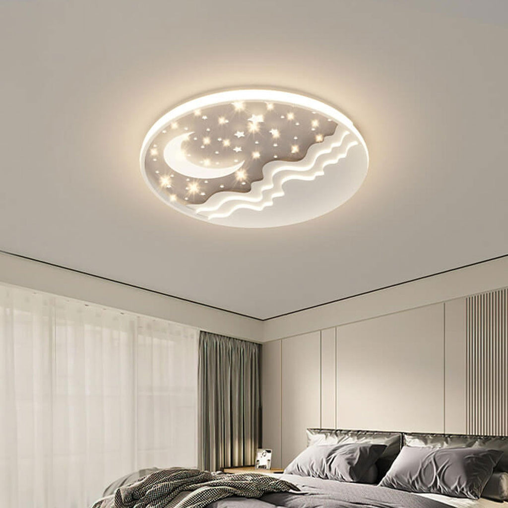 Nordic Creative Star Moon Round Aluminum LED Flush Mount Ceiling Light BulbSquare