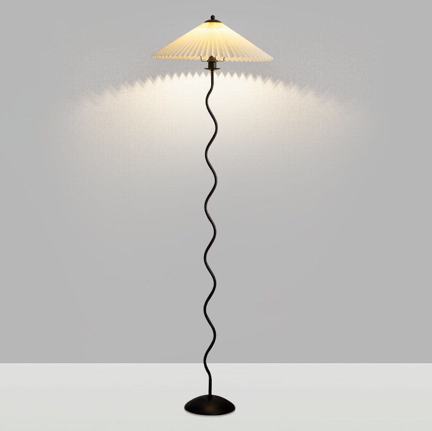 Vintage Fabric Pleated Shade 1-Light Standing Floor Lamp Lumendat