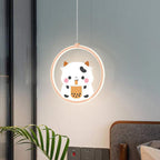 Lumendat Modern Simplicity Kids Aluminum Iron Acrylic Circle Bear Cow LED Pendant Light For Bedside Lumendat