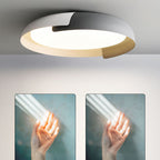 Minimalist Round Bowl Wood Grain LED Flush Mount Ceiling Light Lumendat