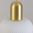 Japanese Wabi-sabi Brass Semi-circle Pleated Glass 1-light Pendant Light