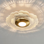 Modern Minimalist Round Flower Square Acrylic Metal LED Semi-Flush Mount Ceiling Light For Bedroom