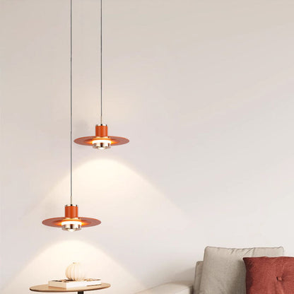 Modern Minimalist Cylinder Flying Saucer Metal LED Pendant Light for Living Room