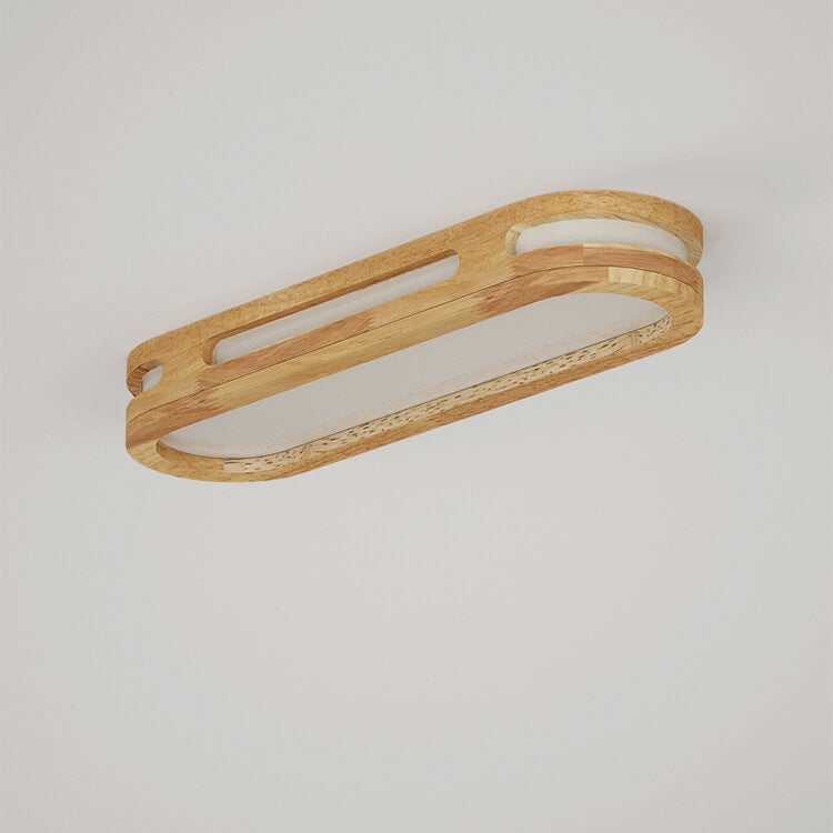 Nordic Minimalist Solid Wood Acrylic Ring LED Flush Mount Ceiling Light BulbSquare