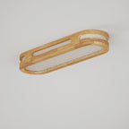 Nordic Minimalist Solid Wood Acrylic Ring LED Flush Mount Ceiling Light BulbSquare