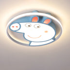 Lumendat Contemporary Creative Kids Iron Acrylic Round Pig LED Flush Mount Ceiling Light For Bedroom Lumendat