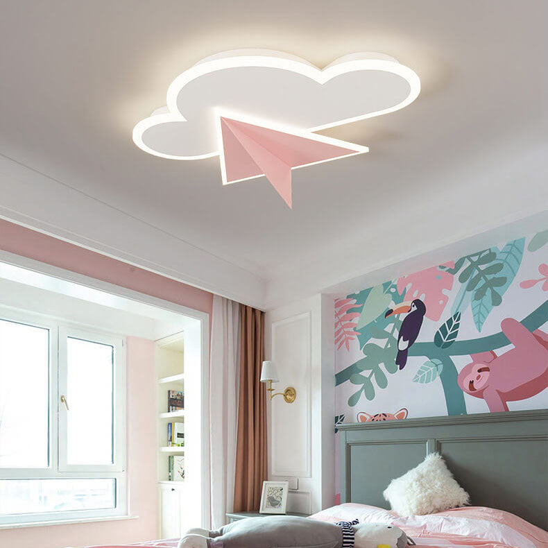 Lumendat Creative Cartoon Clouds Airplane LED Kids Flush Mount Ceiling Light Lumendat
