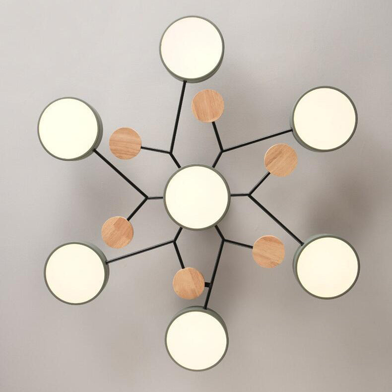 Contemporary Scandinavian Round Molecule Branch Design LED Semi-Flush Mount Ceiling Light For Living Room Lumendat