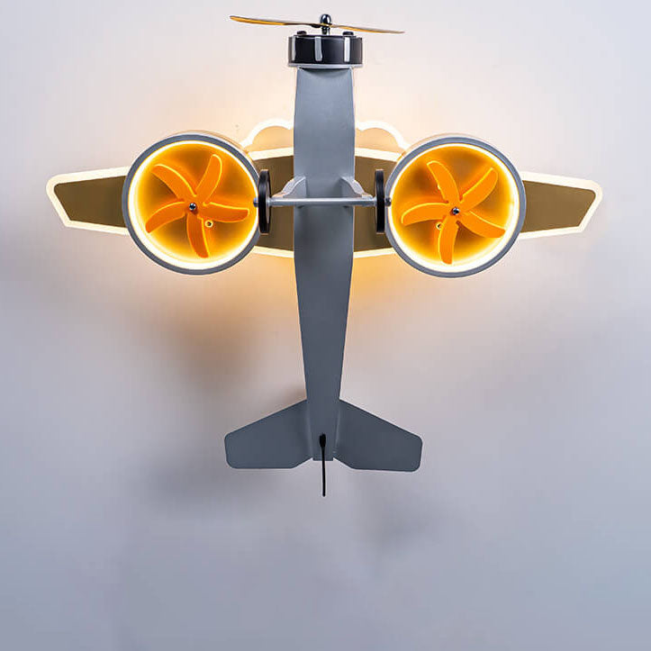 Creative Cartoon Airplane Iron Acrylic LED Kids Semi-Flush Mount Ceiling Light Lumendat