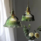 Nordic Modern Minimalist Flower Copper Walnut Glass 1-light Pendant Light Lumendat