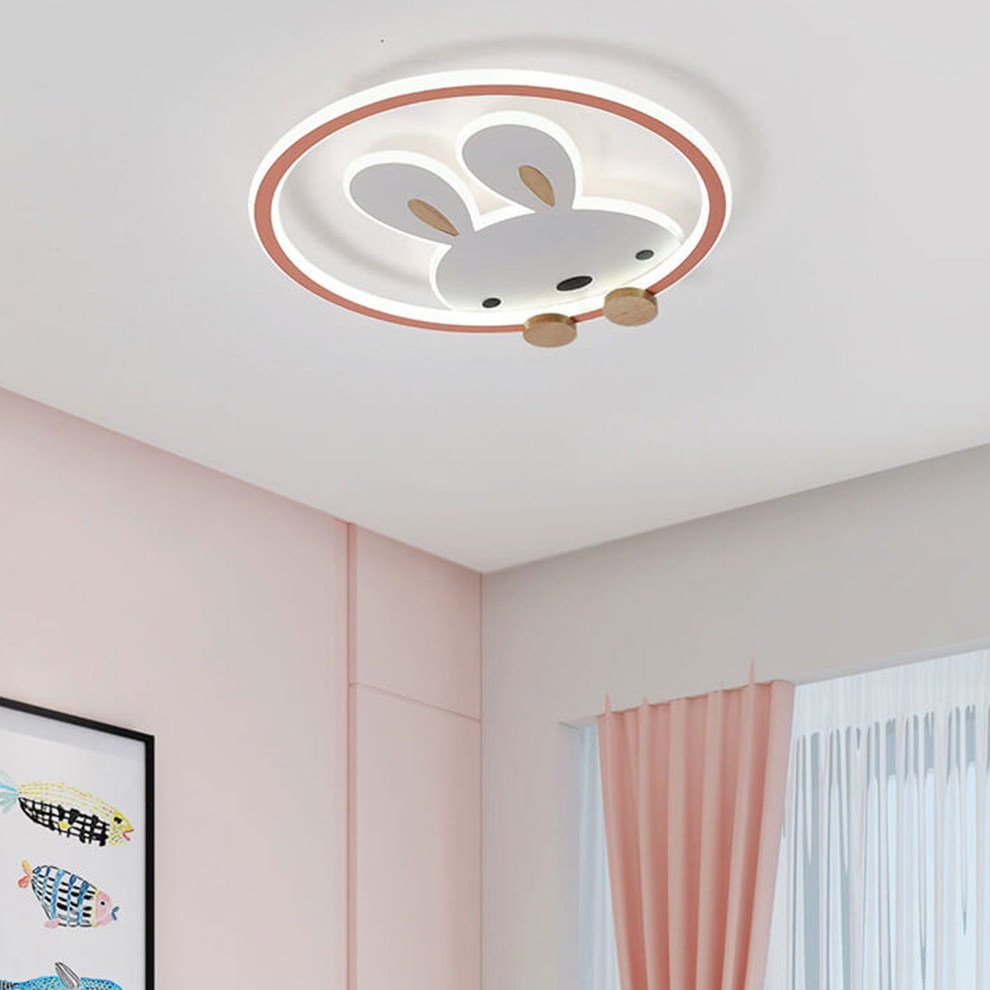 Lumendat Childlike Creative Cartoon Rabbit Design LED Flush Mount Light Lumendat