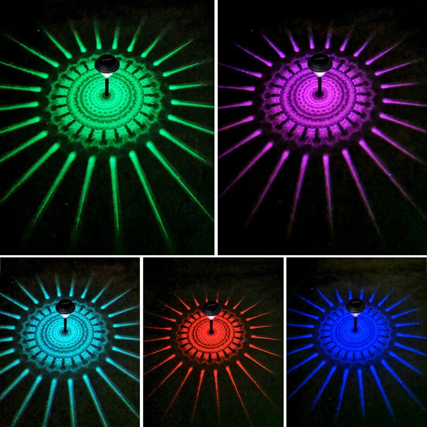 Solar Waterproof Circular Divergent Light Shadow Design LED Outdoor Garden Decorative Light Lumendat