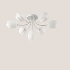 Modern Art Deco Tulip Flower Design 3/7/11/13 Light Semi-Flush Mount Ceiling Light For Living Room