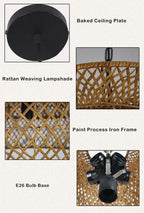 Retro Rattan 3-layer Woven Chandelier – 4 or 6 Light, Handcrafted Lumendat