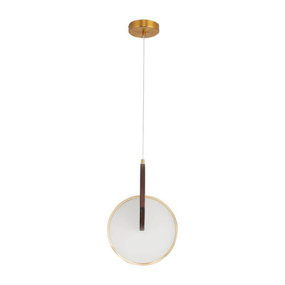 Modern Walnut Solid Wood Round Dish 1-light LED Pendant Light