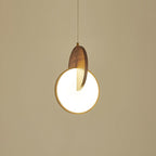 Modern Walnut Solid Wood Round Dish 1-light LED Pendant Light BulbSquare