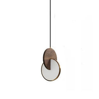 Modern Walnut Solid Wood Round Dish 1-light LED Pendant Light