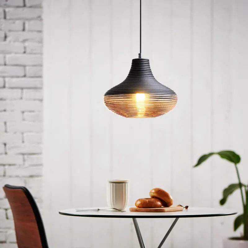 Modern Ribbed Glass 1 -light Pendant Light Lumendat