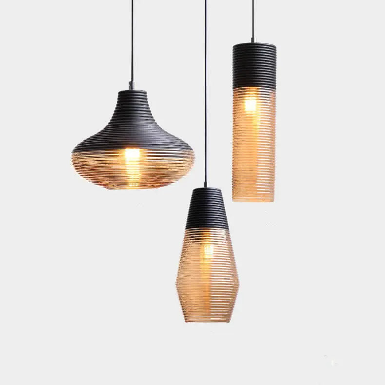 Modern Ribbed Glass 1 -light Pendant Light Lumendat