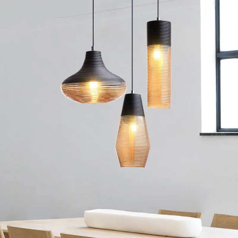 Modern Ribbed Glass 1 -light Pendant Light modern luxury lighting fixture