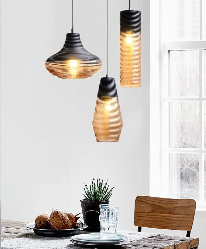 Modern Ribbed Glass 1 -light Pendant Light Lumendat