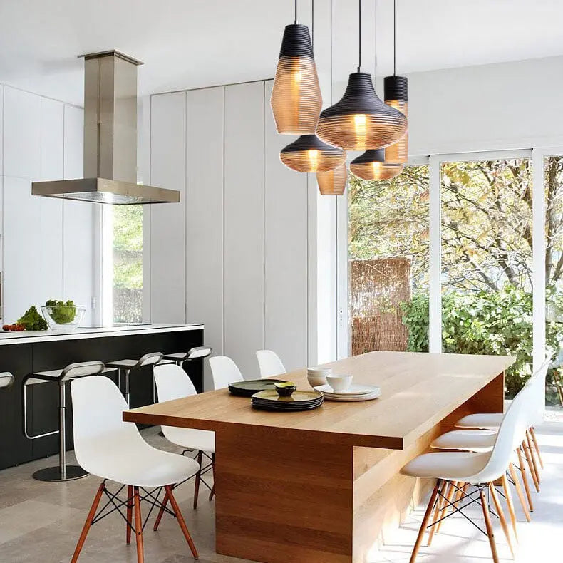Modern Ribbed Glass 1 -light Pendant Light Lumendat