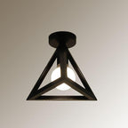 Wrought Iron 1-light Triangles Shade Semi-flush Mount Lighting