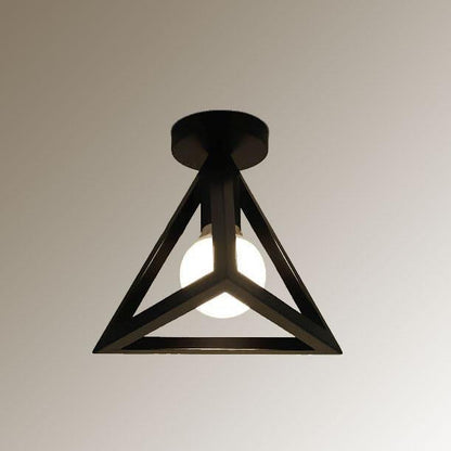 Wrought Iron 1-light Triangles Shade Semi-flush Mount Lighting
