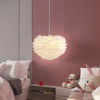 Modern Minimalist Feather Iron 1-Light Heart Shade Pendant Light for Living Room