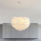 Modern Minimalist Feather Iron 1-Light Heart Shade Pendant Light for Living Room