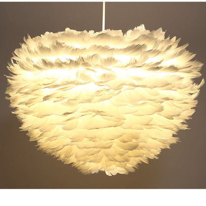 Modern Minimalist Feather Iron 1-Light Heart Shade Pendant Light for Living Room