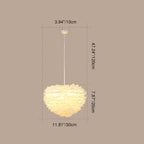 Modern Minimalist Feather Iron 1-Light Heart Shade Pendant Light for Living Room