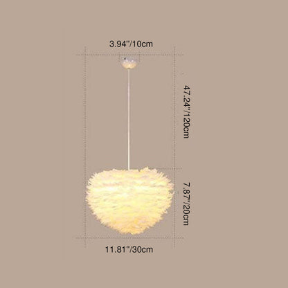 Modern Minimalist Feather Iron 1-Light Heart Shade Pendant Light for Living Room