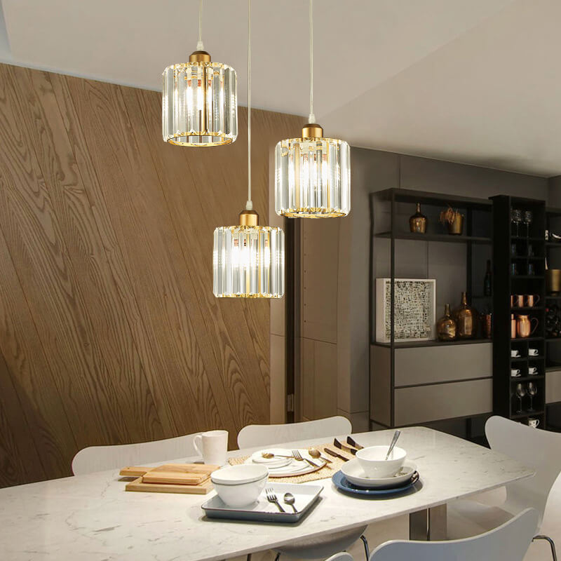 Textured Crystal 3-light Cylindrical Jar Pendant Light