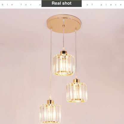 Textured Crystal 3-light Cylindrical Jar Pendant Light