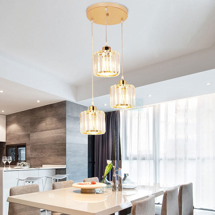Textured Crystal 3-light Cylindrical Jar Pendant Light