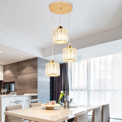 Textured Crystal 3-light Cylindrical Jar Pendant Light