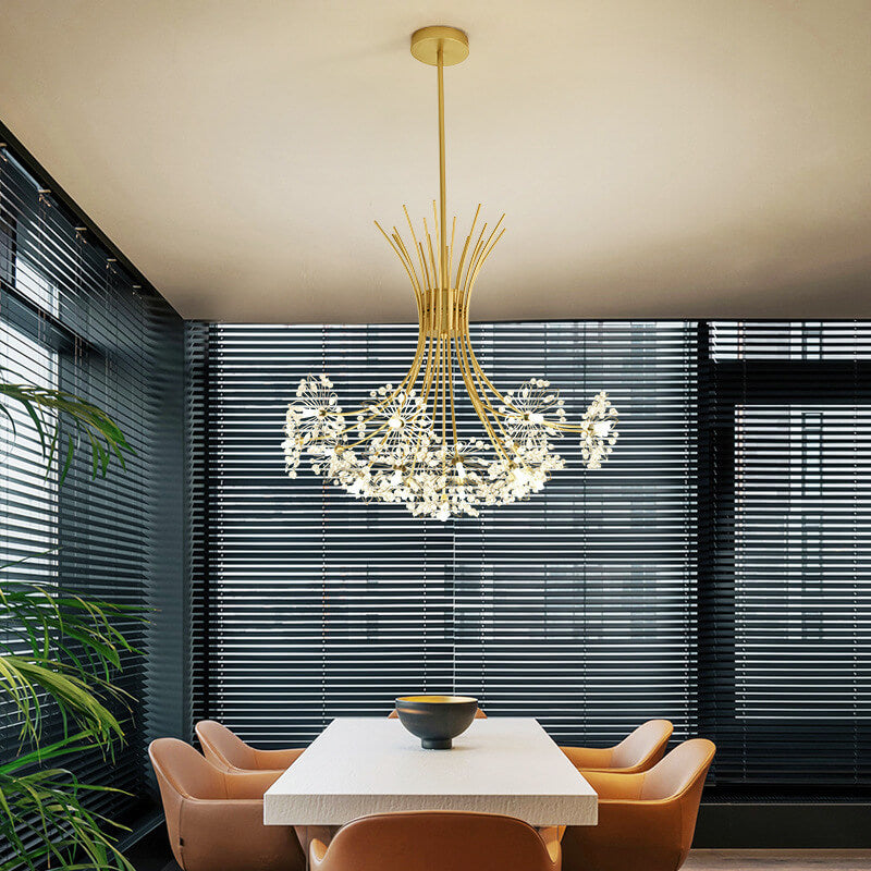 Modern Crystal Dandelion LED Chandelier – 13 or 19 Lights, Black & Gold