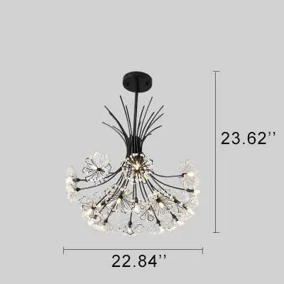 Modern Crystal Dandelion LED Chandelier – 13 or 19 Lights, Black & Gold Lumendat