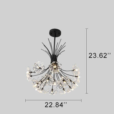 Modern Crystal Dandelion LED Chandelier – 13 or 19 Lights, Black & Gold