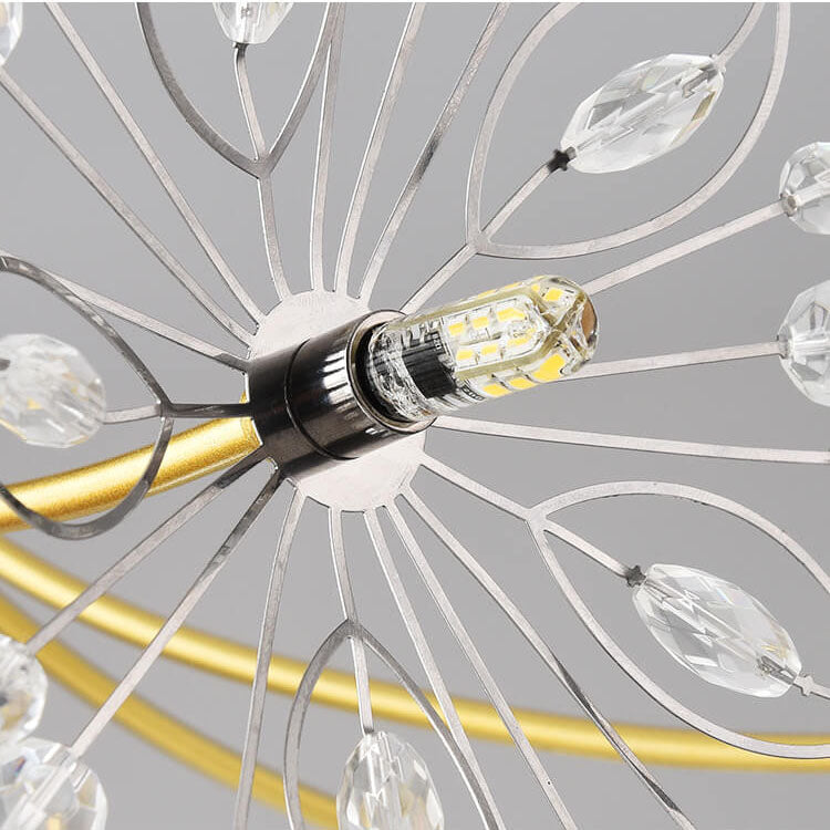 Modern Crystal Dandelion LED Chandelier – 13 or 19 Lights, Black & Gold