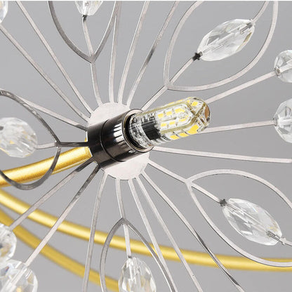 Modern Crystal Dandelion LED Chandelier – 13 or 19 Lights, Black & Gold