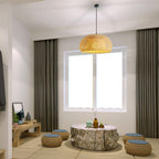 Rattan 1-light Single Dome Shaped Pendant Light BulbSquare