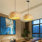 Rattan 1-light Single Dome Shaped Pendant Light BulbSquare