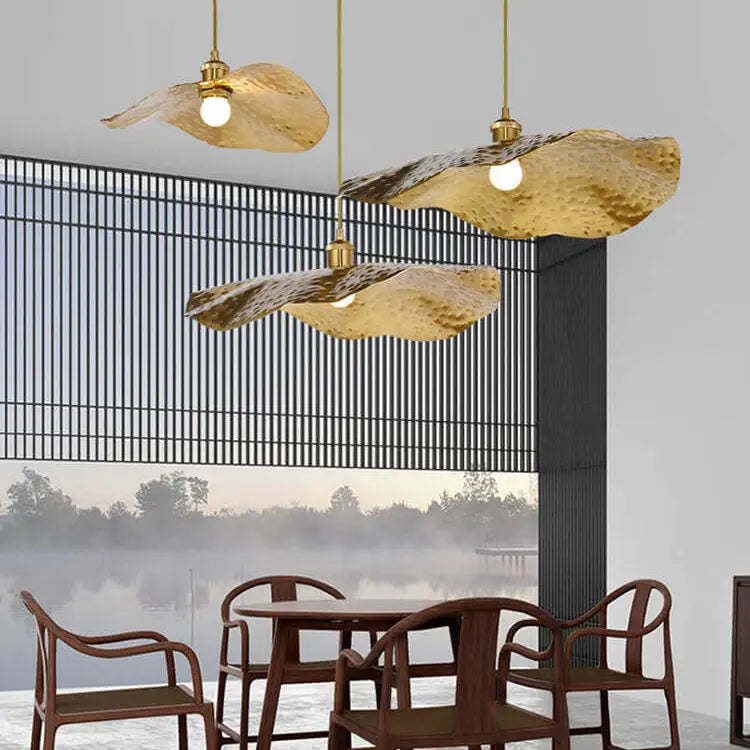 Modern Golden Bronze Color Lotus Leaf Shape 1-light Pendant Light Lumendat