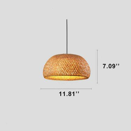 Rattan 1-light Single Dome Shaped Pendant Light BulbSquare