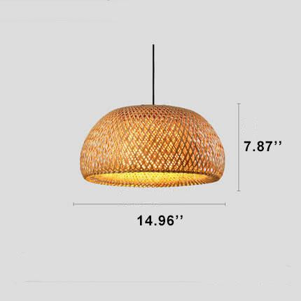 Rattan 1-light Single Dome Shaped Pendant Light BulbSquare
