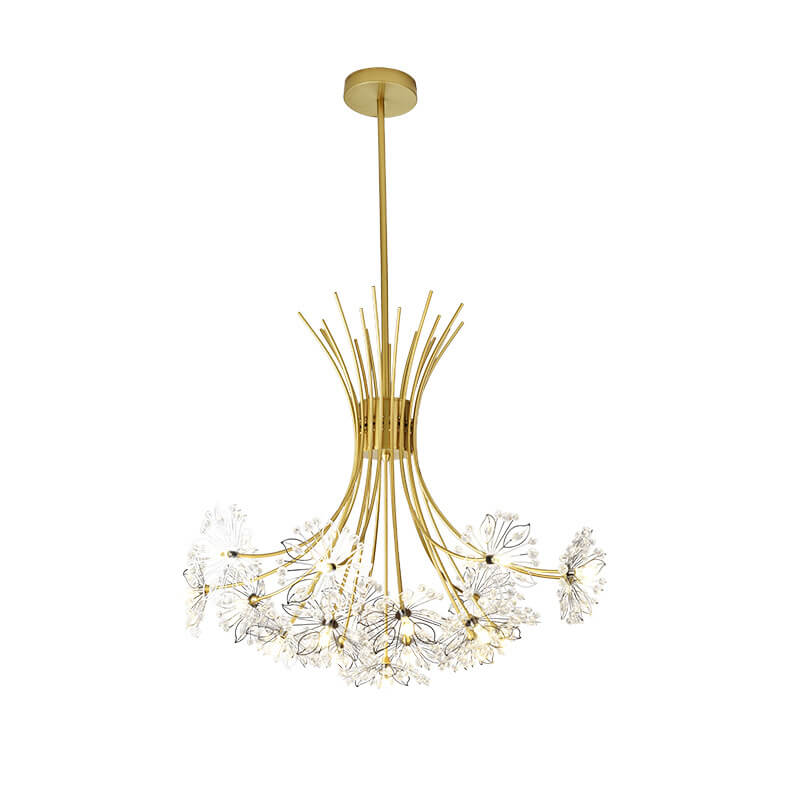 Modern Crystal Dandelion LED Chandelier – 13 or 19 Lights, Black & Gold