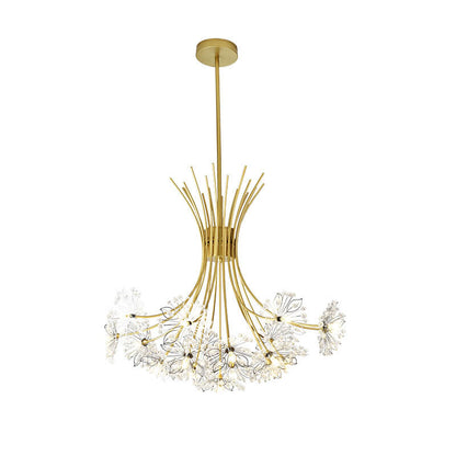 Modern Crystal Dandelion LED Chandelier – 13 or 19 Lights, Black & Gold